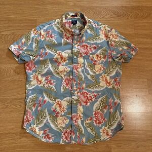 J Crew‎ Shirt Men's Large Slim Fit Flex Washed Multicolor Hawaiian Floral Preppy
